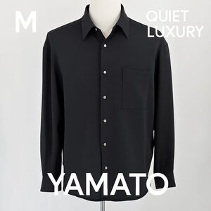 Yamato Japan Shirt Men M Black Textured Long Sleeve Minimalist Quiet Luxury
